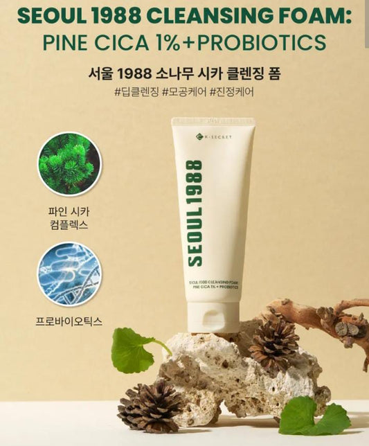 KSECRET-Espuma Limpiadora SEOUL 1988 Pine Cica 1% + Probiotics   150ml.